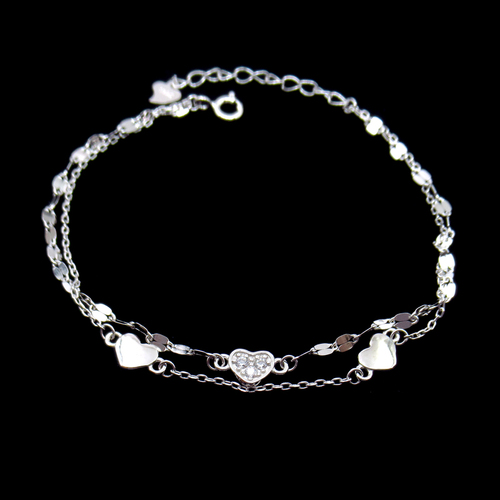 Silver Heart Shaped Zircon Bracelet