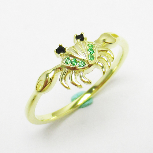 Silver Crab Shaped Zircon Ring