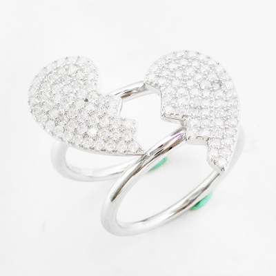 Silver Heart Shaped Zircon Ring