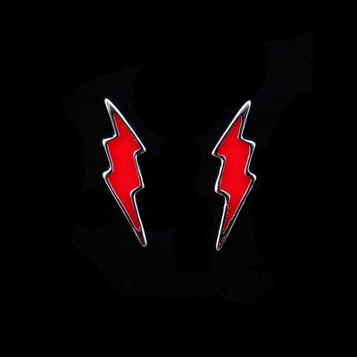 Silver Lightning Shaped Enamel Ear Stubs