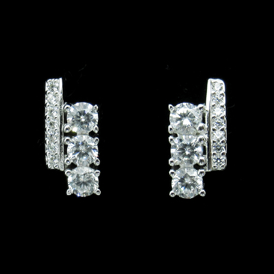 Silver Zircon Ear Stubs