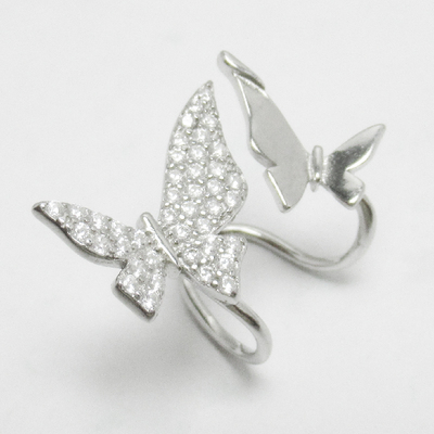 Silver Butterfly Shaped Zircon Ear Clip