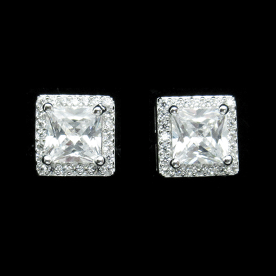 Silver Zircon Ear Stubs