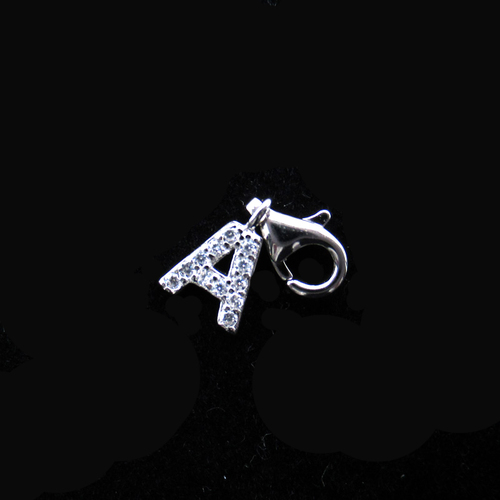 Silver Alphabet AZircon Pendant