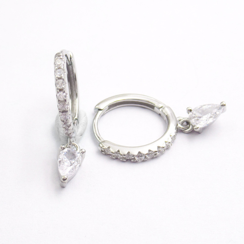 Silver Zircon Huggies