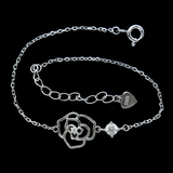 Silver Rose Shaped Zircon Bracelet