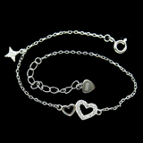 Silver Star Shaped Heart Shaped Zircon Bracelet