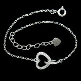 Silver Heart Shaped Zircon Bracelet