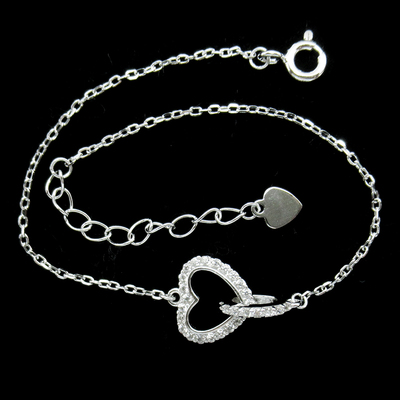 Silver Heart Shaped Zircon Bracelet