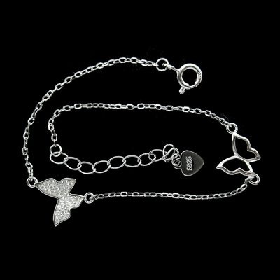 Silver Butterfly Shaped Zircon Bracelet