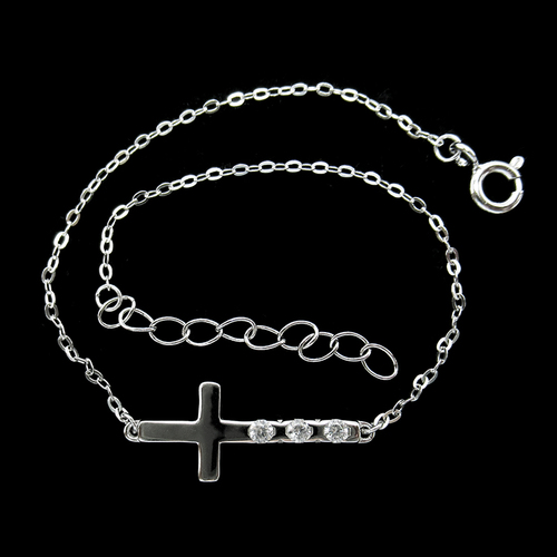 Silver Cross Zircon Bracelet