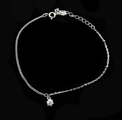 Silver Zircon Anklet