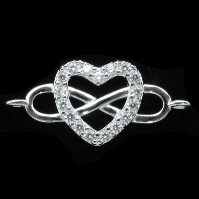 Silver Heart Shaped Zircon Pendant