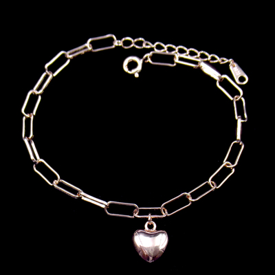 Silver Heart Shaped Plain Bracelet