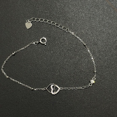 Silver Heart Shaped Anklet