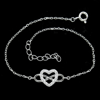 Silver Heart Shaped Zircon Bracelet