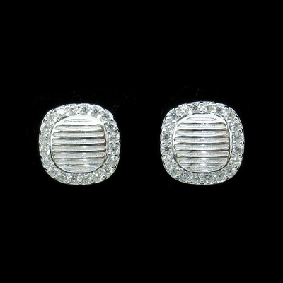 Silver Zircon Ear Stubs
