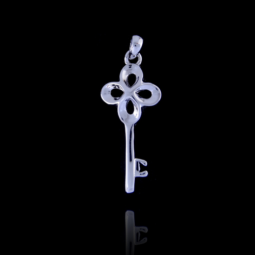 Silver Key Plain Pendant
