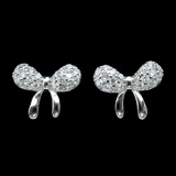 Silver Ribbon Shaped Zircon Ear Stubs