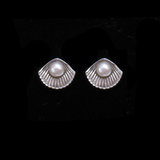 Silver Shell Pearl Ear Stubs