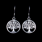 Silver Tree Plain Earrings