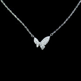Silver Butterfly Shaped Zircon Necklace