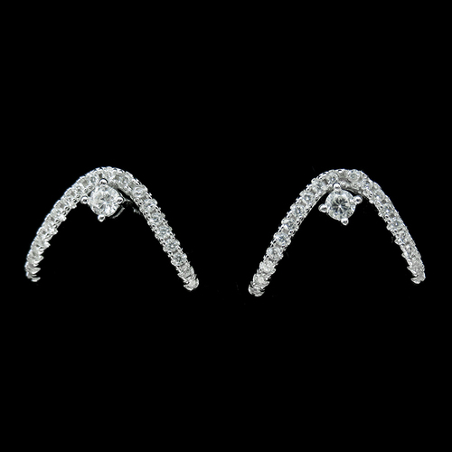 Silver Zircon Ear Stubs