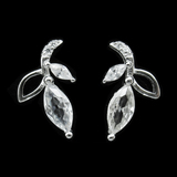 Silver Leaf Shaped Zircon Ear Stubs