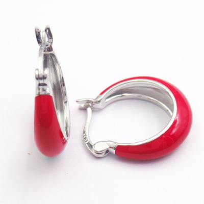 Silver Enamel Huggies