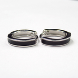 Silver Enamel Huggies