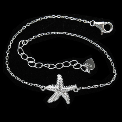 Silver Starfish Shaped Zircon Bracelet