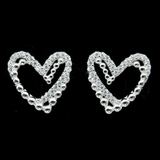 Silver Heart Shaped Zircon Ear Stubs