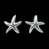 Silver Starfish Shaped Zircon Ear Stubs