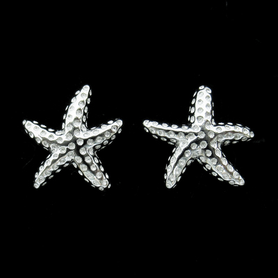 Silver Starfish Shaped Zircon Ear Stubs