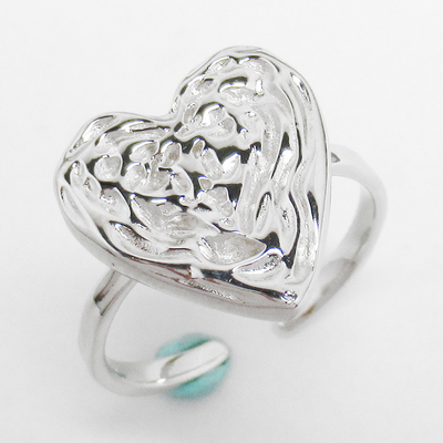 Silver Heart Shaped Plain Ring
