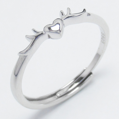 Silver Deer Horn Shaped Plain Ring