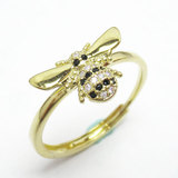 Silver Bee Shaped Zircon Ring