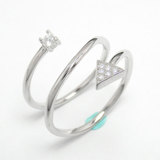 Silver Triangle Shaped Zircon Ring