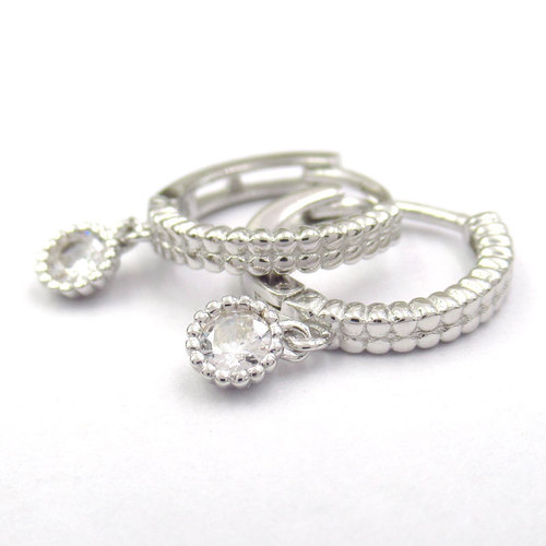 Silver Zircon Huggies