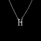 Silver Alphabet Shaped Zircon Necklace