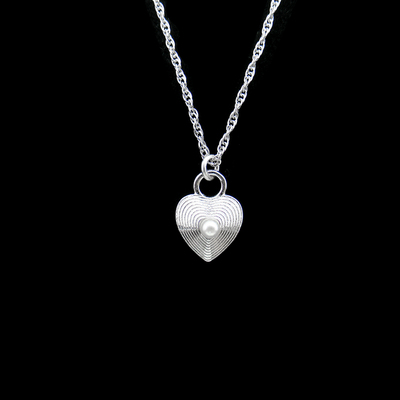 Silver Heart Shaped Pearl Necklace