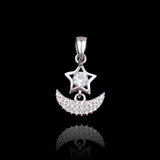 Silver Star Moon Zircon Pendant