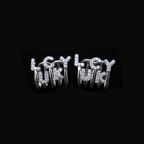 Silver Alphabet Zircon Huggies