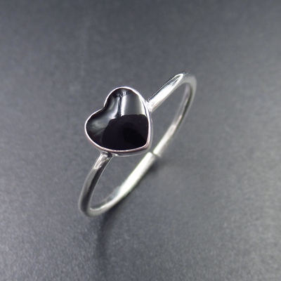 Silver Heart Shaped Enamel Ring