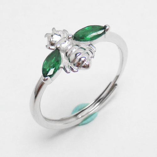 Silver Bee Shaped Zircon Ring