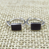 Silver Enamel Huggies