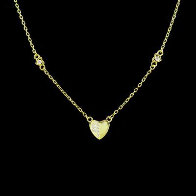 Silver Heart Shaped Zircon Necklace