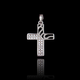 Silver Cross Zircon Pendant