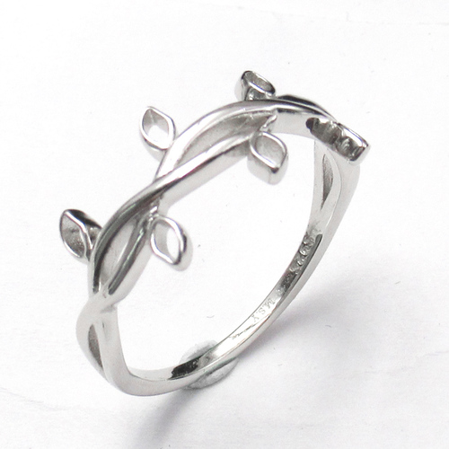 Silver Olive Branch Shaped Plain Ring