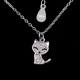 Cat Silver Zircon Necklace